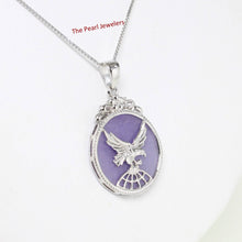 Load image into Gallery viewer, Solid Sterling Silver 925 Eagle Lavender Jade Pendant