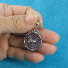 Load image into Gallery viewer, Solid Sterling Silver 925 Eagle Lavender Jade Pendant