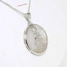 Load image into Gallery viewer, Solid Sterling Silver 925 Kuan Yin Mother of Pearl Pendant