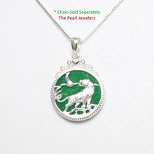 Load image into Gallery viewer, Solid Sterling Silver 925 Tiger Carving Green Jade Pendant