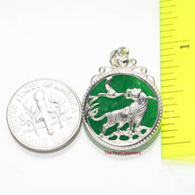 Load image into Gallery viewer, Solid Sterling Silver 925 Tiger Carving Green Jade Pendant