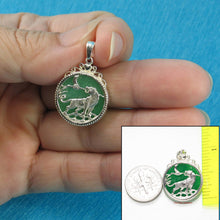 Load image into Gallery viewer, Solid Sterling Silver 925 Tiger Carving Green Jade Pendant