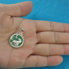Load image into Gallery viewer, Solid Sterling Silver 925 Tiger Carving Green Jade Pendant