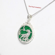 Load image into Gallery viewer, Solid Sterling Silver 925 Tiger Carving Green Jade Pendant