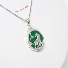 Load image into Gallery viewer, Solid Sterling Silver 925 Tiger Carving Green Jade Pendant