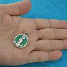 Load image into Gallery viewer, Solid Sterling Silver 925 Yuan Yin Green Jade Pendant