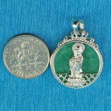 Load image into Gallery viewer, Solid Sterling Silver 925 Yuan Yin Green Jade Pendant
