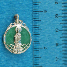 Load image into Gallery viewer, Solid Sterling Silver 925 Yuan Yin Green Jade Pendant