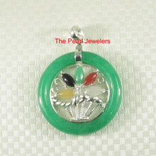 Load image into Gallery viewer, Solid Sterling Silver Multi-Color Flower Basket Green Jade Pendant