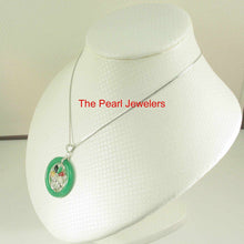 Load image into Gallery viewer, Solid Sterling Silver Multi-Color Flower Basket Green Jade Pendant