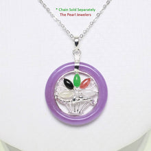 Load image into Gallery viewer, Solid Sterling Silver Multi-Color Flower Basket Lavender Jade Pendant