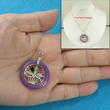 Load image into Gallery viewer, Solid Sterling Silver Multi-Color Flower Basket Lavender Jade Pendant