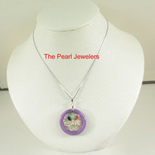 Load image into Gallery viewer, Solid Sterling Silver Multi-Color Flower Basket Lavender Jade Pendant