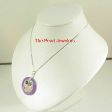 Load image into Gallery viewer, Solid Sterling Silver Multi-Color Flower Basket Lavender Jade Pendant