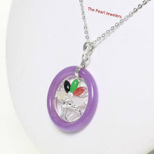 Load image into Gallery viewer, Solid Sterling Silver Multi-Color Flower Basket Lavender Jade Pendant