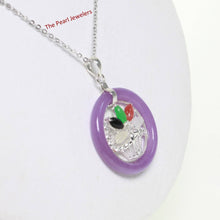 Load image into Gallery viewer, Solid Sterling Silver Multi-Color Flower Basket Lavender Jade Pendant