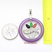 Load image into Gallery viewer, Solid Sterling Silver Multi-Color Flower Basket Lavender Jade Pendant