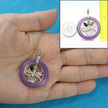 Load image into Gallery viewer, Solid Sterling Silver Multi-Color Flower Basket Lavender Jade Pendant