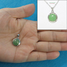 Load image into Gallery viewer, Solid Sterling Silver 925 Dome Green Jade & CZ Pendant
