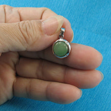 Load image into Gallery viewer, Solid Sterling Silver 925 Dome Green Jade & CZ Pendant