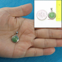 Load image into Gallery viewer, Solid Sterling Silver 925 Dome Green Jade & CZ Pendant