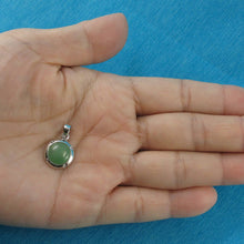 Load image into Gallery viewer, Solid Sterling Silver 925 Dome Green Jade & CZ Pendant