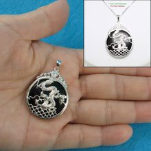 Load image into Gallery viewer, Solid Sterling Silver 925 Dragon Carving Black Onyx Pendant
