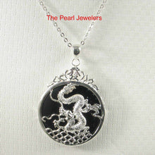 Load image into Gallery viewer, Solid Sterling Silver 925 Dragon Carving Black Onyx Pendant