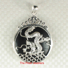 Load image into Gallery viewer, Solid Sterling Silver 925 Dragon Carving Black Onyx Pendant