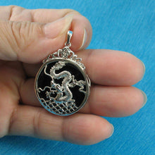 Load image into Gallery viewer, Solid Sterling Silver 925 Dragon Carving Black Onyx Pendant