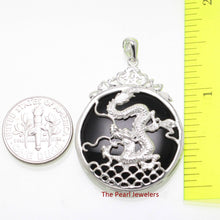 Load image into Gallery viewer, Solid Sterling Silver 925 Dragon Carving Black Onyx Pendant