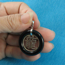 Load image into Gallery viewer, Solid Sterling Silver 925 Dragon Black Onyx Ring Pendant
