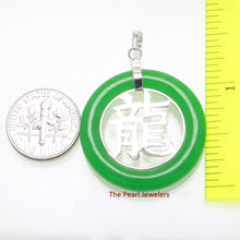 Load image into Gallery viewer, Solid Sterling Silver 925 Dragon Green Jade Ring Pendant