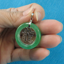 Load image into Gallery viewer, Solid Sterling Silver 925 Dragon Green Jade Ring Pendant