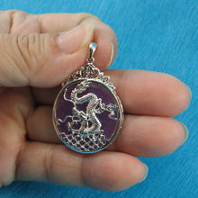 Load image into Gallery viewer, Solid Sterling Silver 925 Dragon Carving Lavender Jade Pendant