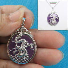 Load image into Gallery viewer, Solid Sterling Silver 925 Dragon Carving Lavender Jade Pendant