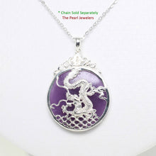 Load image into Gallery viewer, Solid Sterling Silver 925 Dragon Carving Lavender Jade Pendant