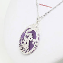 Load image into Gallery viewer, Solid Sterling Silver 925 Dragon Carving Lavender Jade Pendant