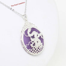 Load image into Gallery viewer, Solid Sterling Silver 925 Dragon Carving Lavender Jade Pendant