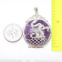 Load image into Gallery viewer, Solid Sterling Silver 925 Dragon Carving Lavender Jade Pendant