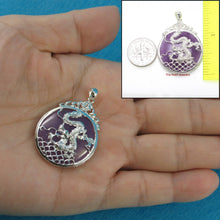 Load image into Gallery viewer, Solid Sterling Silver 925 Dragon Carving Lavender Jade Pendant