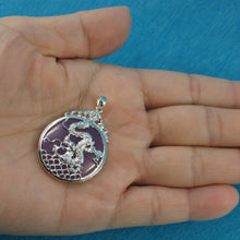 Load image into Gallery viewer, Solid Sterling Silver 925 Dragon Carving Lavender Jade Pendant