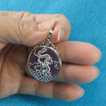 Load image into Gallery viewer, Solid Sterling Silver 925 Dragon Carving Lavender Jade Pendant