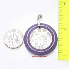 Load image into Gallery viewer, Solid Sterling Silver 925 Dragon Lavender Jade Ring Pendant
