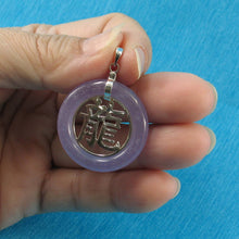 Load image into Gallery viewer, Solid Sterling Silver 925 Dragon Lavender Jade Ring Pendant