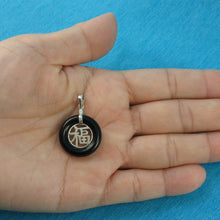 Load image into Gallery viewer, Solid Sterling Silver .925 Good Fortune Black Onyx Ring Pendant
