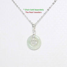 Load image into Gallery viewer, Solid Sterling Silver 925 Good Fortunes Green Jade Donut Pendant