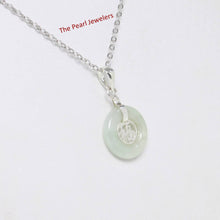 Load image into Gallery viewer, Solid Sterling Silver 925 Good Fortunes Green Jade Donut Pendant