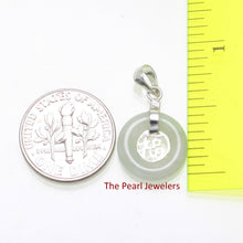 Load image into Gallery viewer, Solid Sterling Silver 925 Good Fortunes Green Jade Donut Pendant