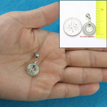 Load image into Gallery viewer, Solid Sterling Silver 925 Good Fortunes Green Jade Donut Pendant